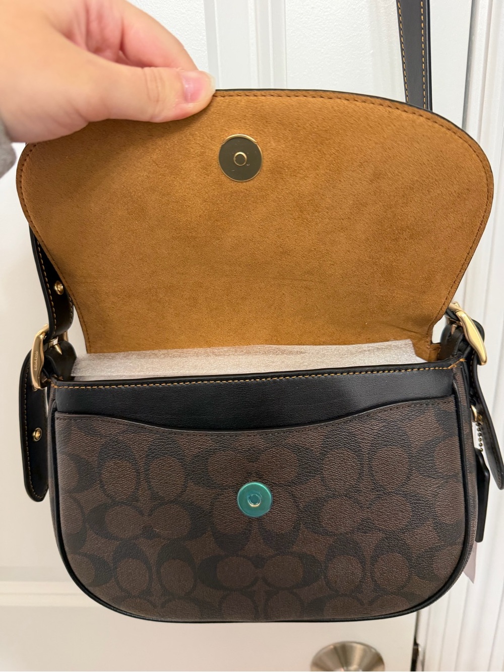 Coach Two-Tone Beige and Brown Signature Crossbody - Picture 2 of 5